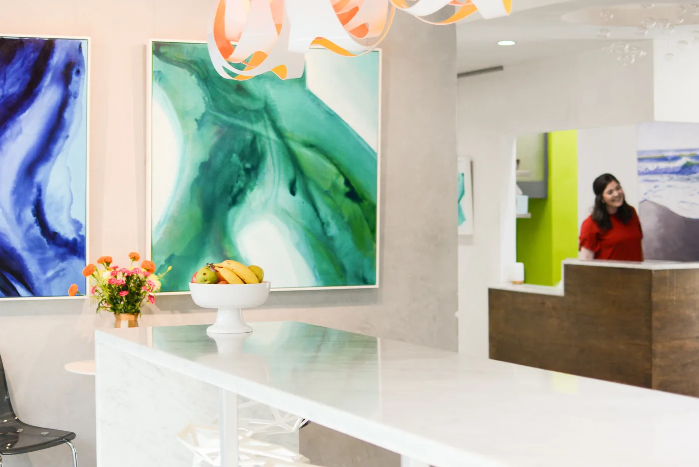 Colorful lobby lounge